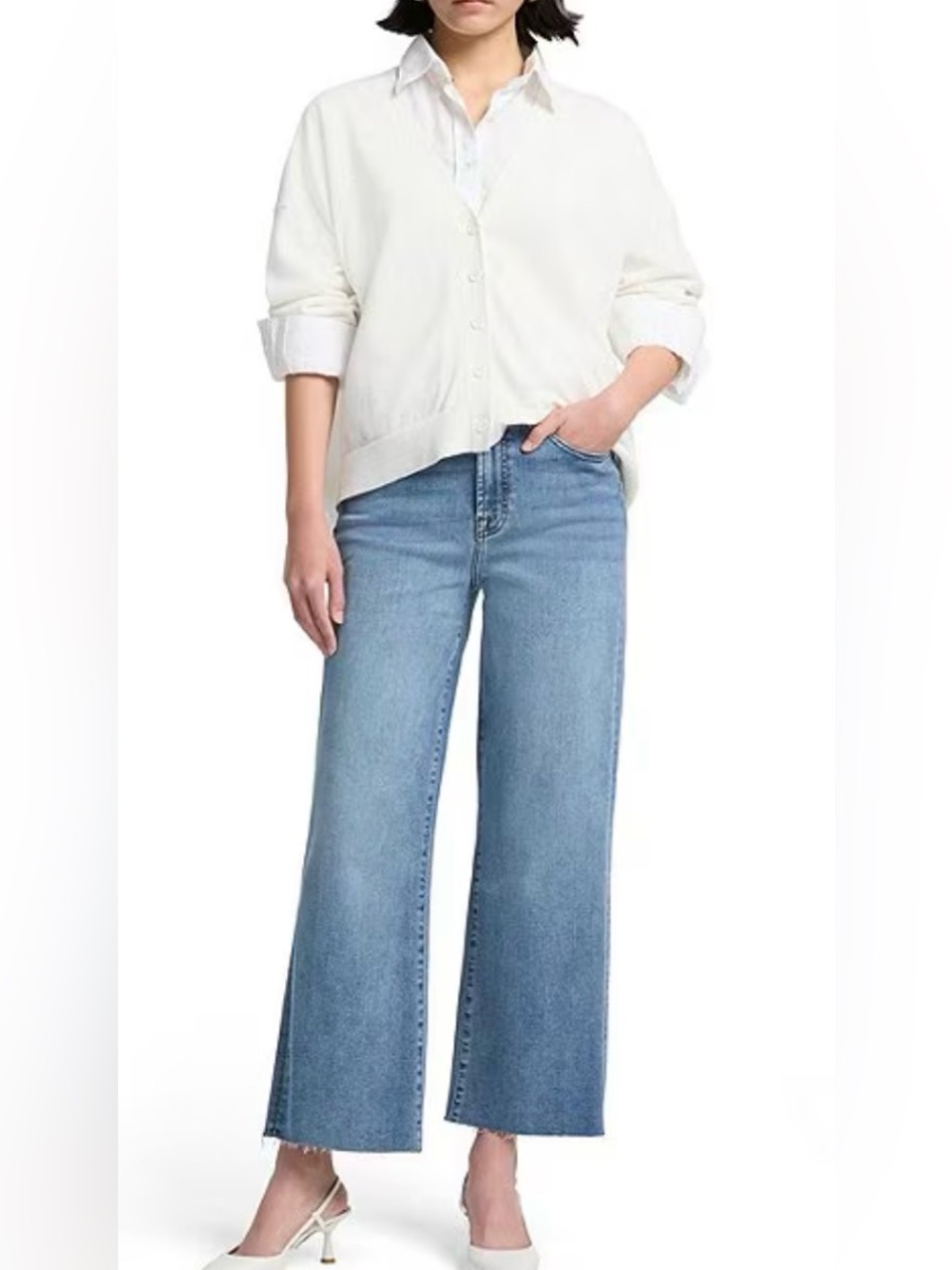 NWOT 7 For All Mankind Alexa Crop High-Rise Wide Leg Jeans Size 31